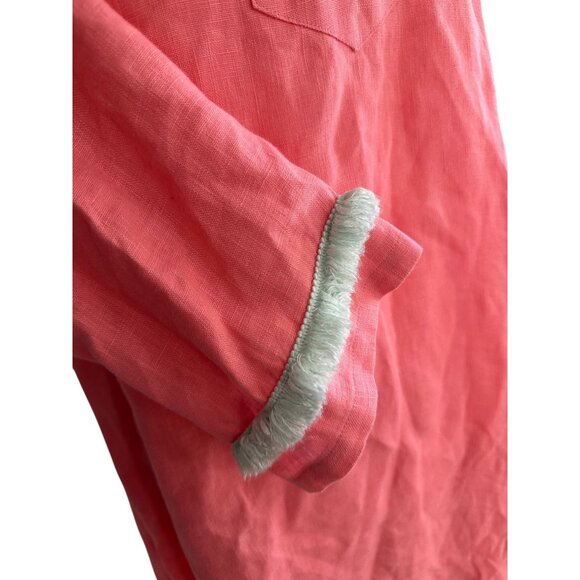 SAIL TO SABLE Coral Mint Green STS Linen Shift Dress Size Large - Picture 5 of 8